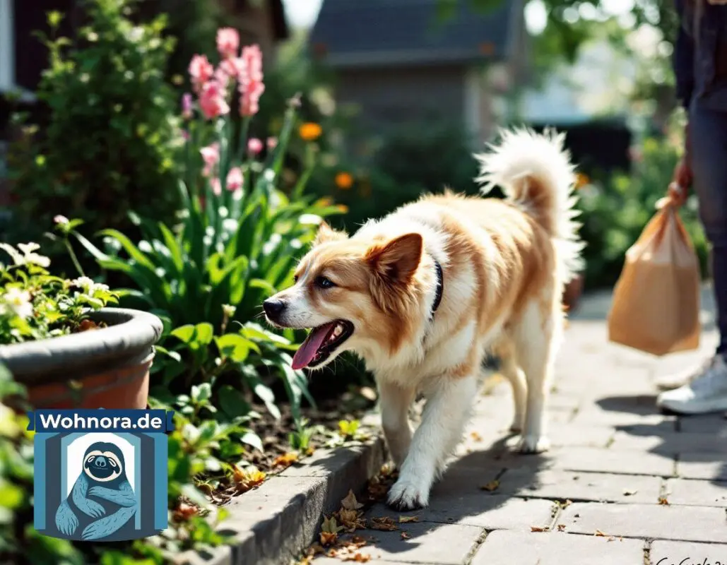 Hund uriniert im Gemeinschaftsgarten