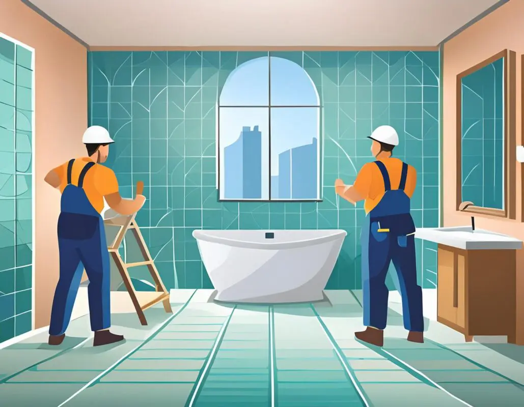 Handwerker im Badezimmer