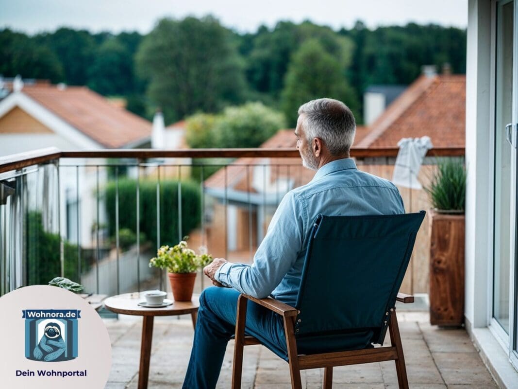 Mieter auf Terrasse