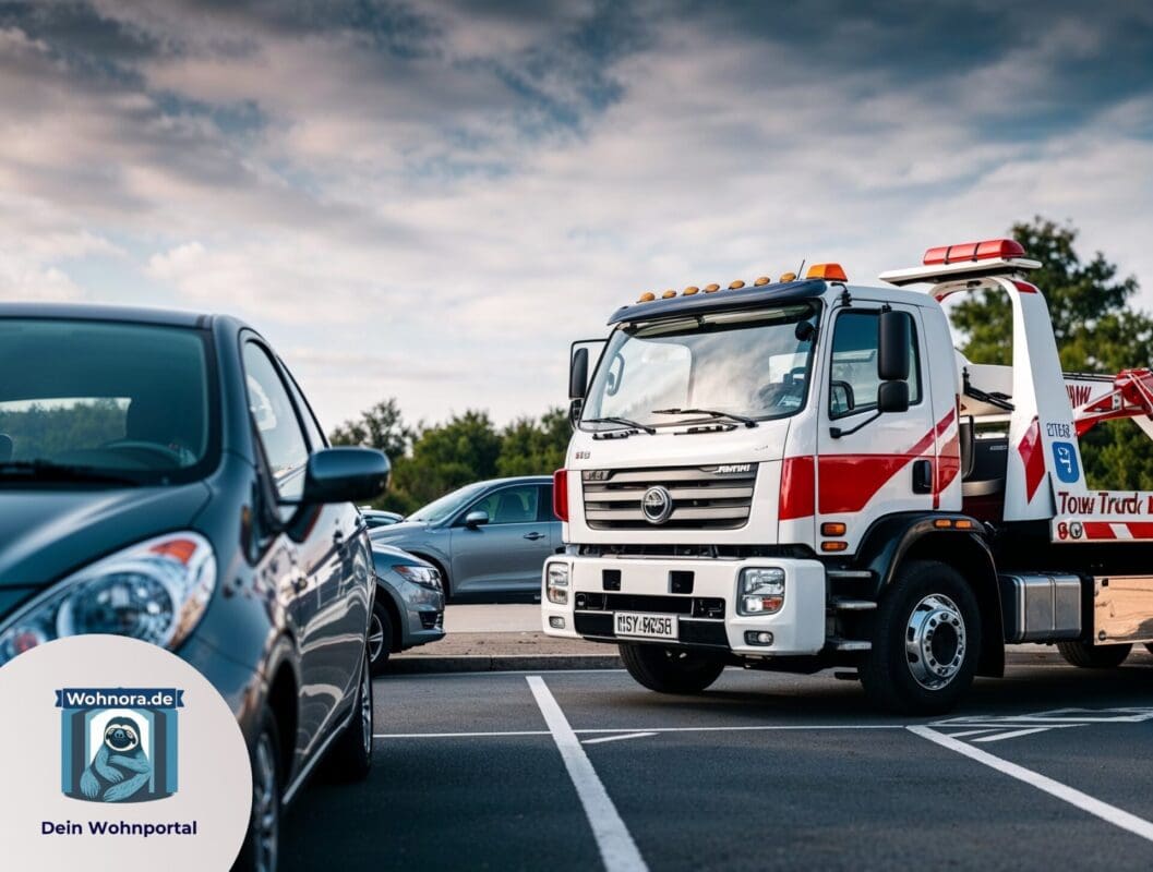 Abschleppwagen auf dem Parkplatz